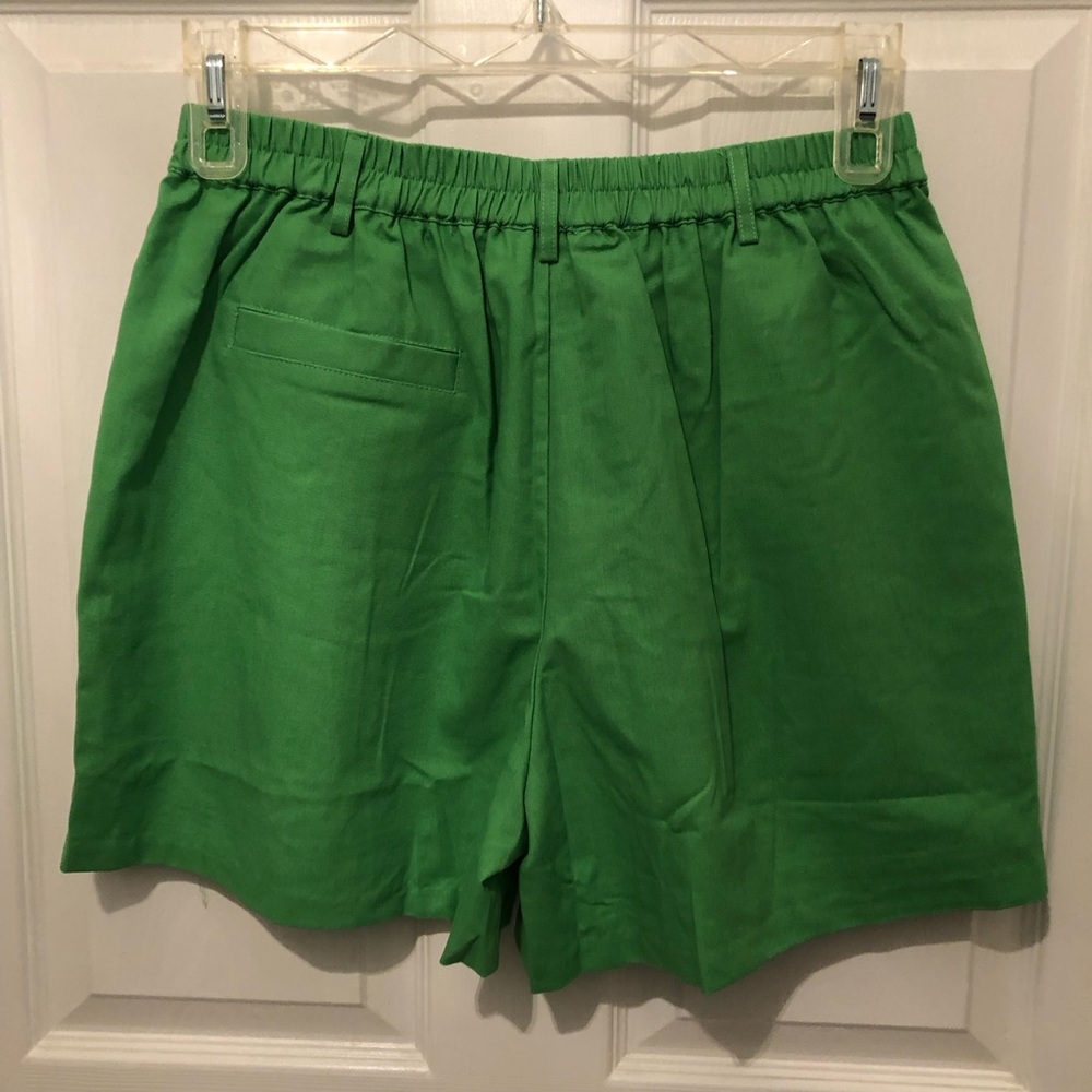 easel shorts pleated lined cotton linen high waist bright signal green - Picture 7 of 11